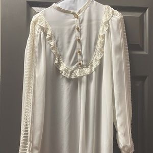Talitha Sheer White Blouse w/ Lace Accents